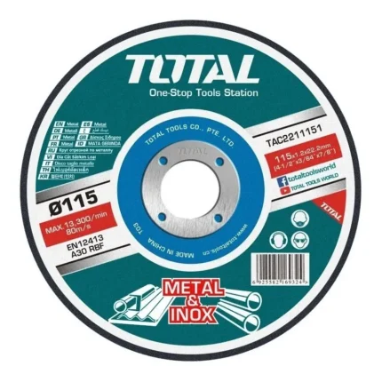 Disco Abrasivo de corte para metal 115 x 1,2 mm TOTAL TAC2211151